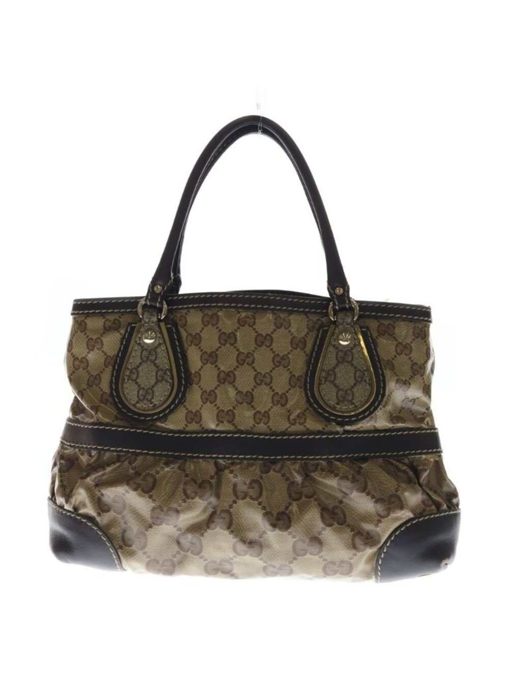 Gucci GG Crystal Handbag Brown Leather